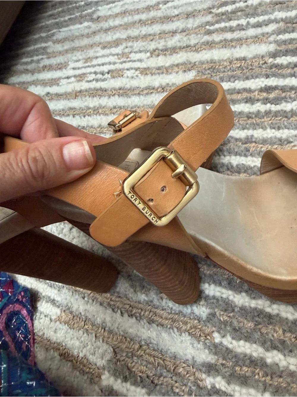 Tory Burch Tan Leather Platform Heeled Sandals – Size 7.5